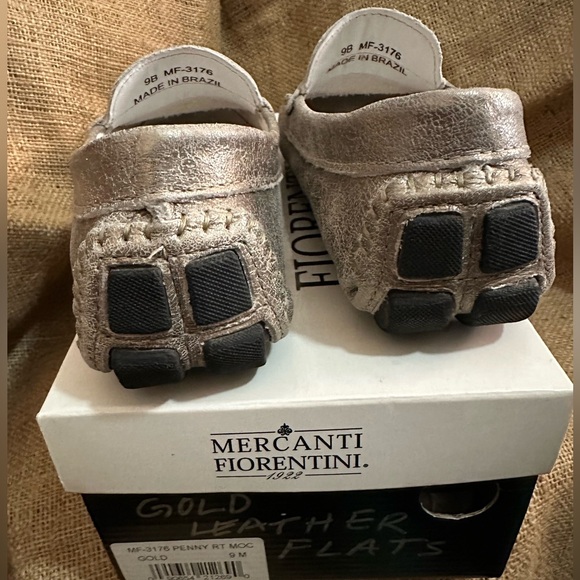 Mercanti Fiorentini Gold ✨ Leather Driving Loafers 👞 (Penny-style moccasins) 9M - Picture 4 of 7